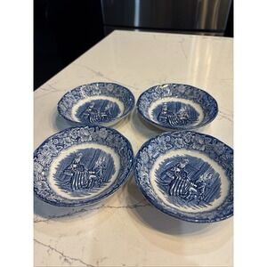 4 PERFECT  STAFFORDSHIRE LIBERTY BLUE FRUIT BOWLS   5" Never used